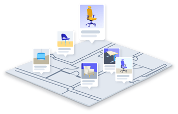 Floorplan with itemcards - furnishings - w shadow